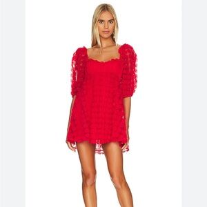 For Love And Lemons Red Babydoll Mini Dress Sleeveless